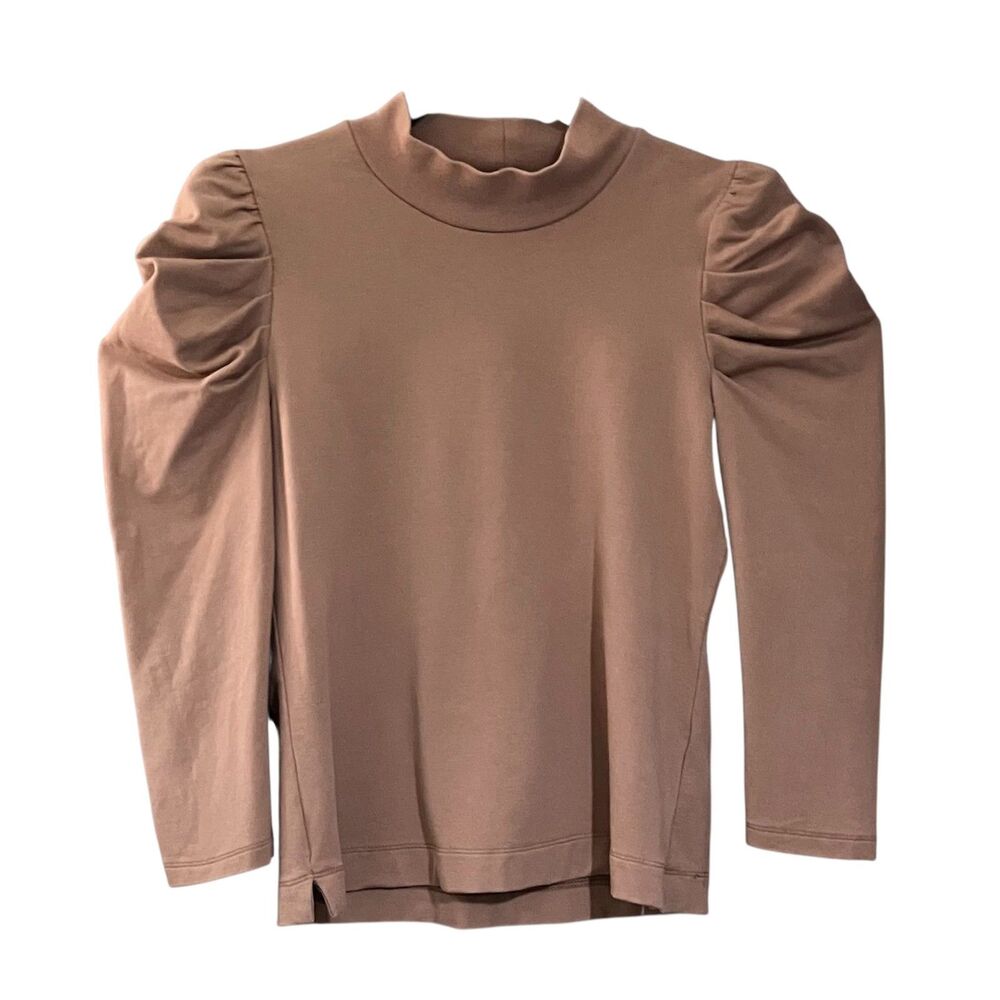 Elie Tahari puff 3/4 sleeve mock neck top